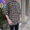 vintage unisex/men plaid shirt (khaki,black)