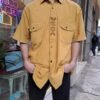 vintage unisex/men cotton golden yellow shirt