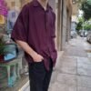 vintage unisex/men silk aubergine shirt