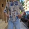 vintage floral shirt (shades of blu,grey,green,yellow)
