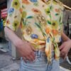 vintage sheer yellow floral shirt