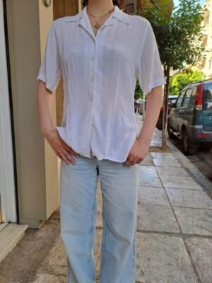 vintage floral embossed white shirt
