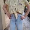 vintage yellow polka dot cropped shirt