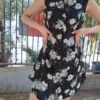 vintage black floral dress buttoned up