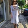 vintage white boho midi dress with embroidery