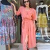 80's vintage shirt dress in peachy color