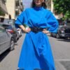 80's vintage ciel waisted A line turtle neck dress