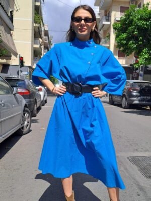 80's vintage ciel waisted A line turtle neck dress