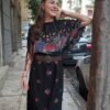 vintage black patterned boho dress