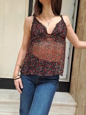 vintage floral sheer lingerie top