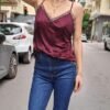 vintage lingerie burgundy top with lace details