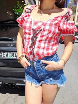 vintage tyrolean top with buckle straps