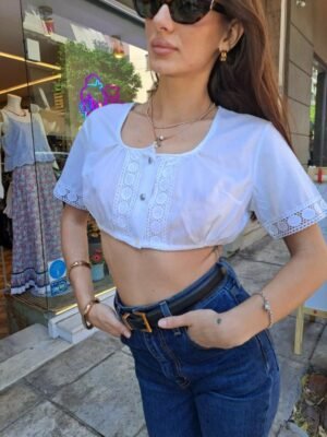 vintage white tyrolean top