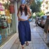 vintage 100% cotton midi dark blue skirt, buttoned up
