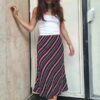 90's vintage midi stripped skirt(black,red, white)