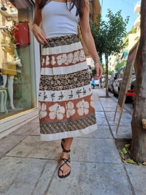 vintage 100% cotton patterned midi lightly pleated skirt