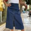 vintage denim A line skirt, buttoned up