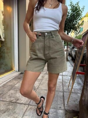 vintage denim khaki bermuda shorts