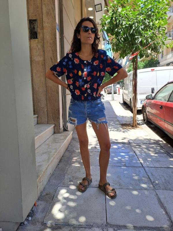vintage dark blue floral shirt