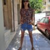 vintage floral shirt puffy shoulders