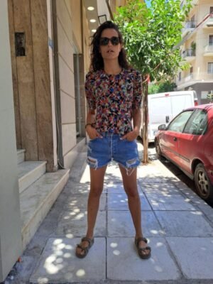 vintage floral shirt puffy shoulders