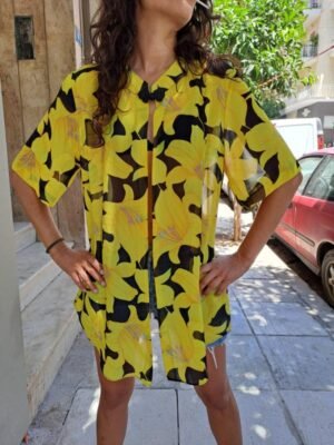 vintage sheer floral lilly shirt one button