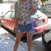 vintage floral waisted shirt with wide sleeves
