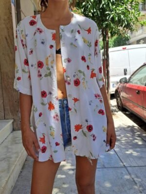 vintage white floral shirt