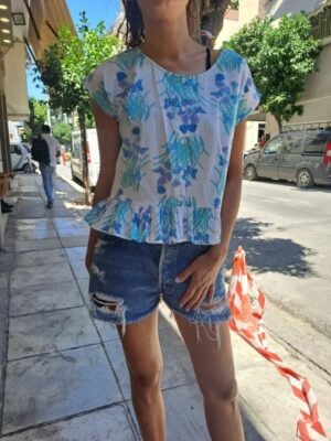 vintage cotton white shirt with butterflies