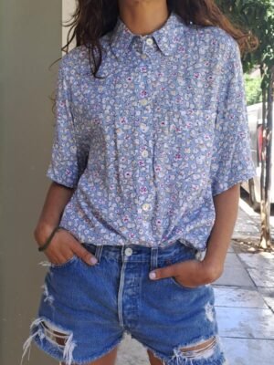 vintage light blue floral shirt