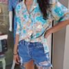 vintage turqoise floral shirt