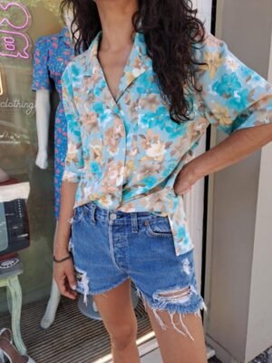 vintage turqoise floral shirt