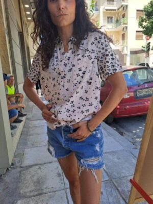 vintage beige/nude silk animal print shirt