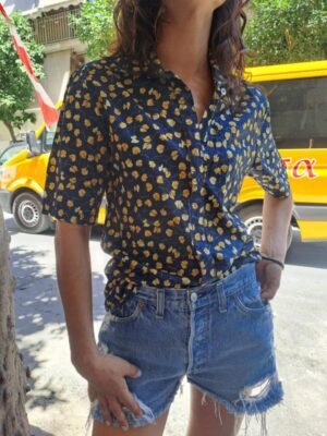 vintage dark blue floral shirt