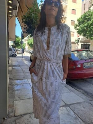 80's vintage gold & white dress