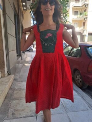 vintage red dirndl/milkmaid dress