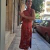 vintage bronze orange quipao dress