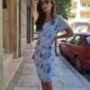 vintage viscose light blue floral midi dress