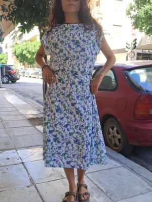 80's vintage floral midi dress