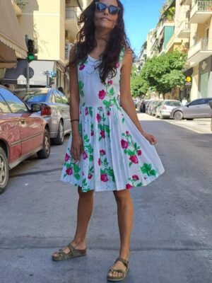 vintage white floral mini dress