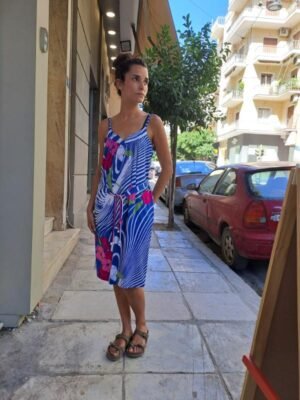 80's vintage floral psychedelic midi dress