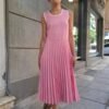 vintage pink pleated dress