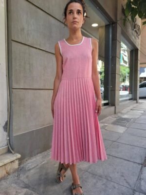 vintage pink pleated dress