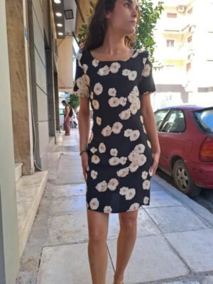 vintage semi sheer black floral mini dress
