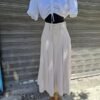vintage beige maxi skirt with pockets