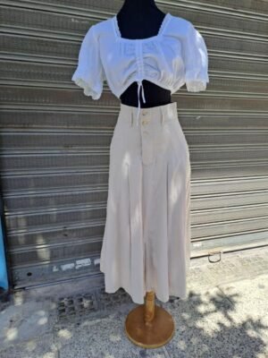 vintage beige maxi skirt with pockets