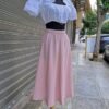 vintage linen pink midi skirt