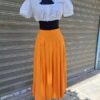 80's vintage viscose orange midi skirt