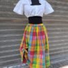 80's vintage plaid midi skirt with bow