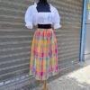 80's vintage plaid midi skirt